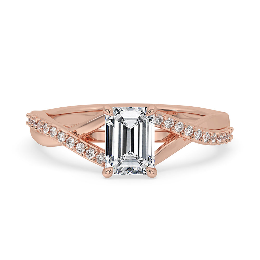 Twisted engagement ring - Emerald Cut Diamond Main image