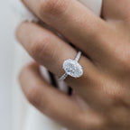 2.90 CT Oval Moissanite Hidden Halo With Pave Setting Engagement Ring