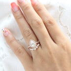 1.60 CT Pear Cut Moissanite Halo Bridal Ring Set