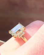 1.0 -3.0 CT Emerald ⁠Cut Lab Grown Diamond Three Stone Engagement Ring