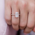 3.55 CT Radiant Moissanite Hidden Halo & Pave Setting Engagement Ring