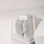 1.75 CT Emerald Cut Moissanite Pave Setting Engagement Ring