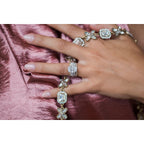 5.0 CT Elongated Cushion Moissanite Hidden Halo With Pave Setting Engagement Ring