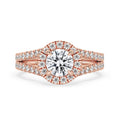 Halo Diamond Engagement Ring in Romantic Rose Gold