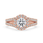 Halo Diamond Engagement Ring in Romantic Rose Gold