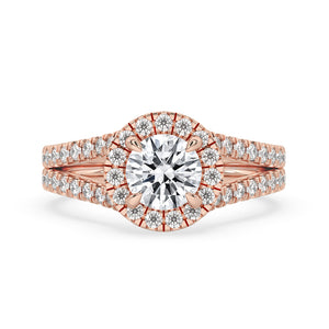 Halo Diamond Engagement Ring in Romantic Rose Gold