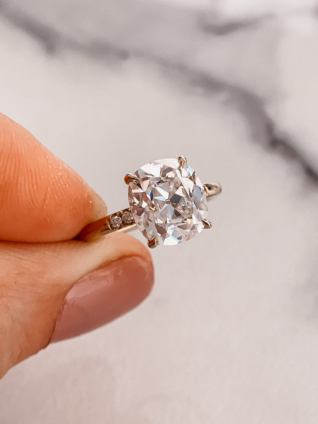 1.50 CT Cushion Cut Solitaire Style Moissanite Engagement Ring