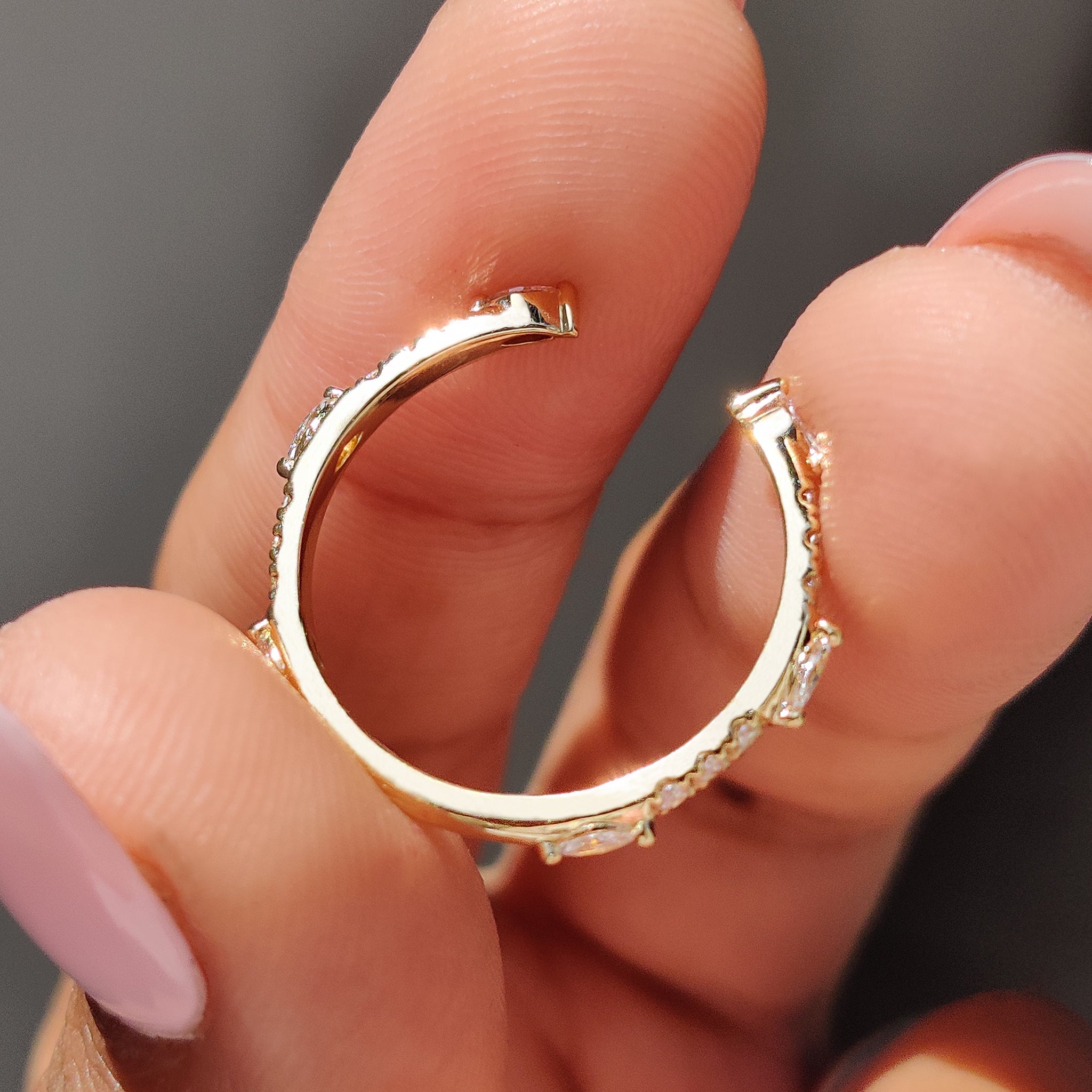 Marquise And Round Cut Yellow Gold Diamond Band