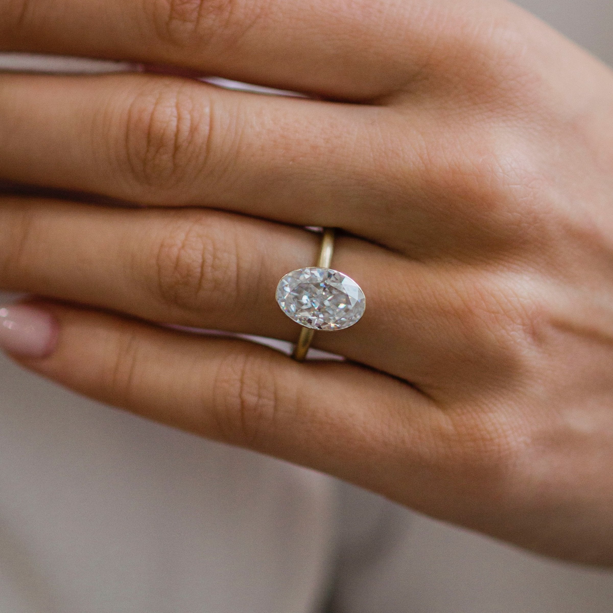 4.0 CT Oval Cut Moissanite Bezel Engagement Ring