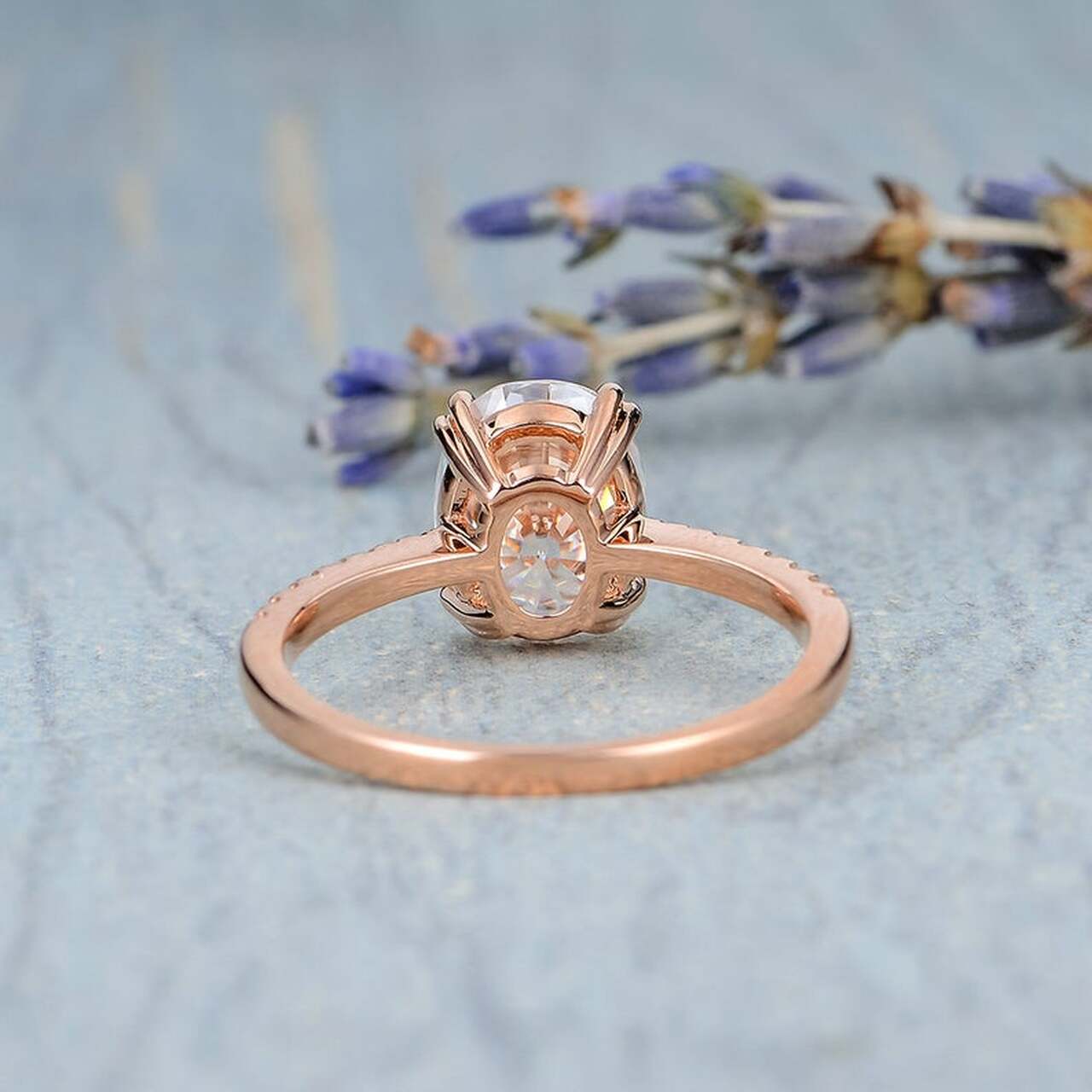 2.0 CT Oval Cut Moissanite Pave Engagement Ring