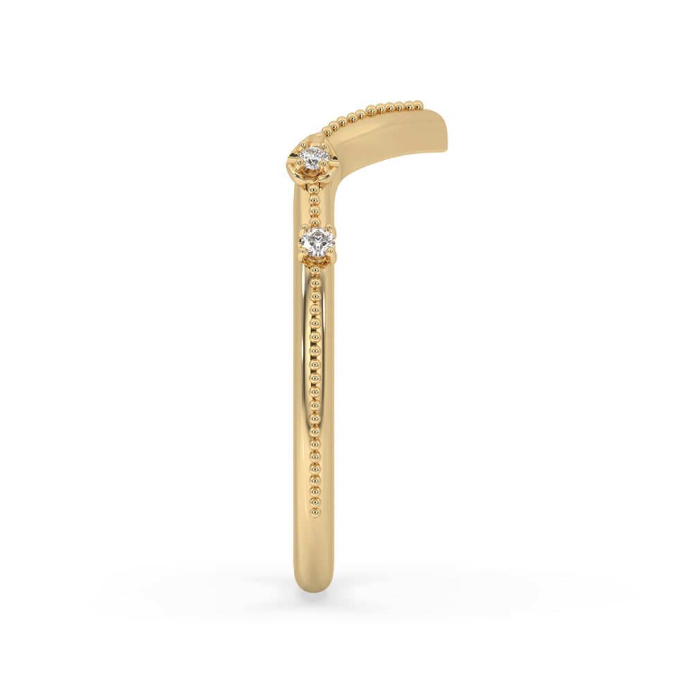 V Shaped Wedding Band - Milgrain Design