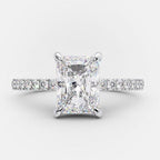 2.0 CT Radiant Moissanite Hidden Halo Setting Engagement Ring