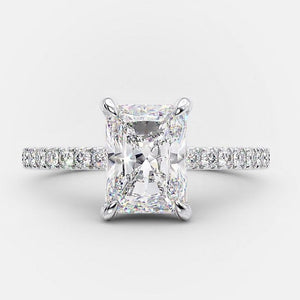 2.0 CT Radiant Moissanite Hidden Halo Setting Engagement Ring