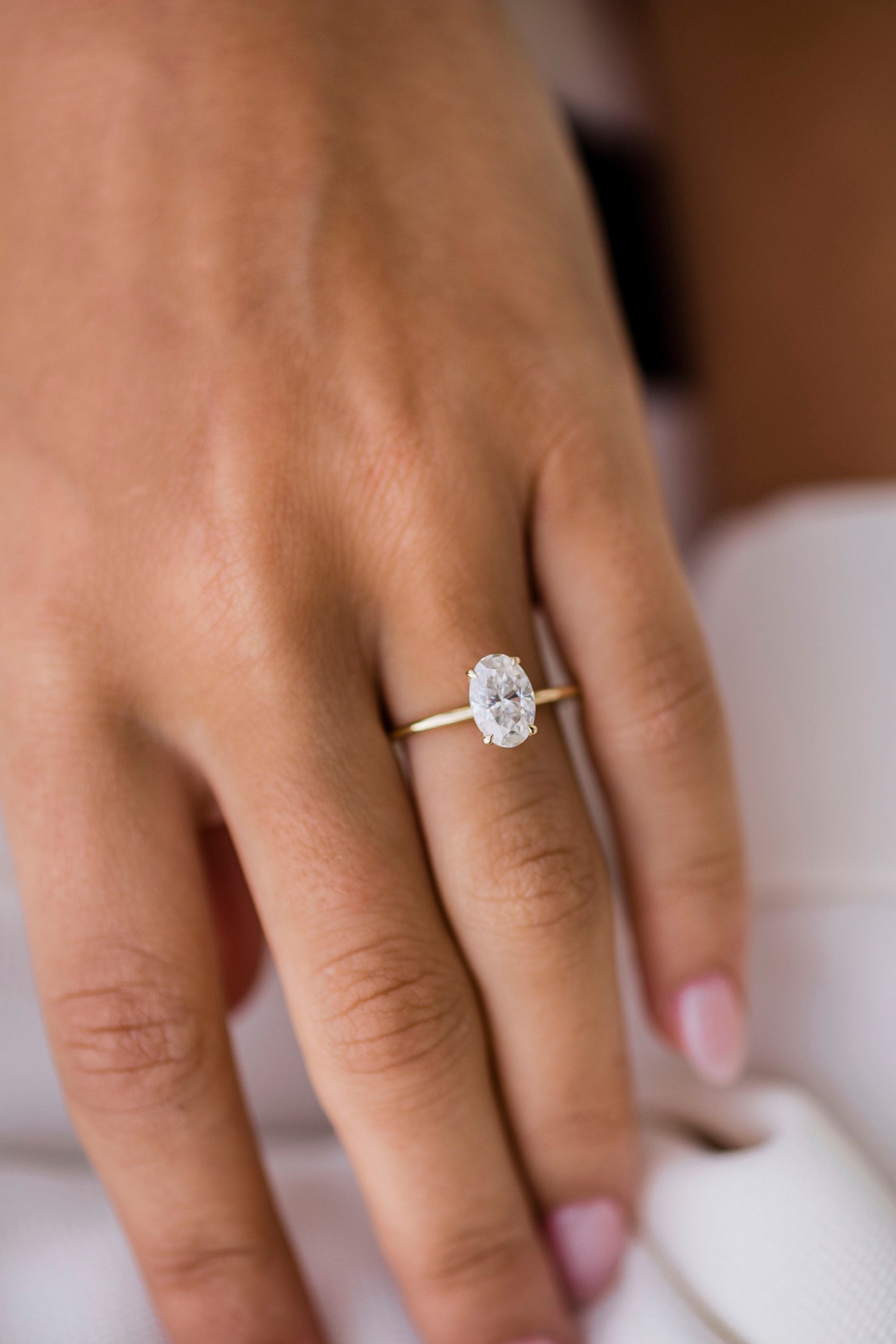 1.85 CT Oval Cut Moissanite Solitaire Engagement Ring