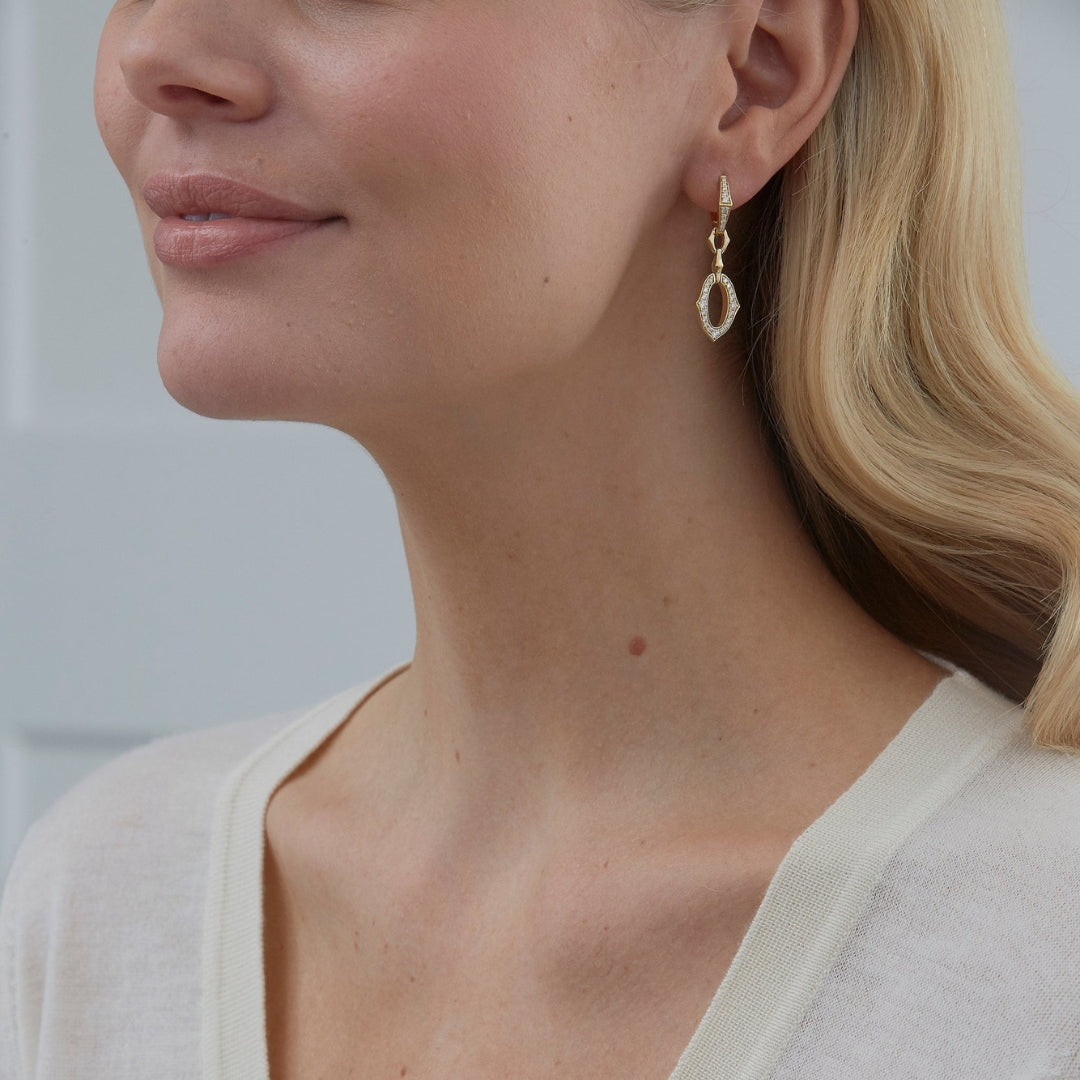 0.70 TCW Round Moissanite Diamond Link Drop Earrings