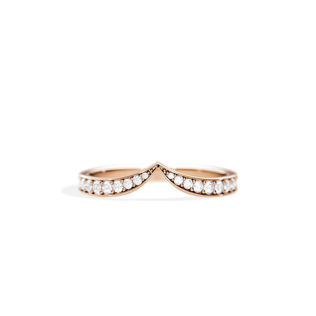 0.30 TCW Round Moissanite Curved Wedding Band