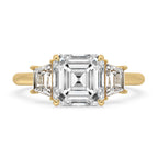 Asscher Cut Diamond Ring With 2 Trapezoid Side Stone