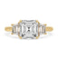 Asscher Cut Diamond Ring With 2 Trapezoid Side Stone