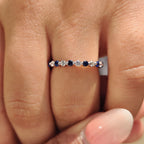 Round Cut Blue Diamond and Blue Sapphire Eternity Band