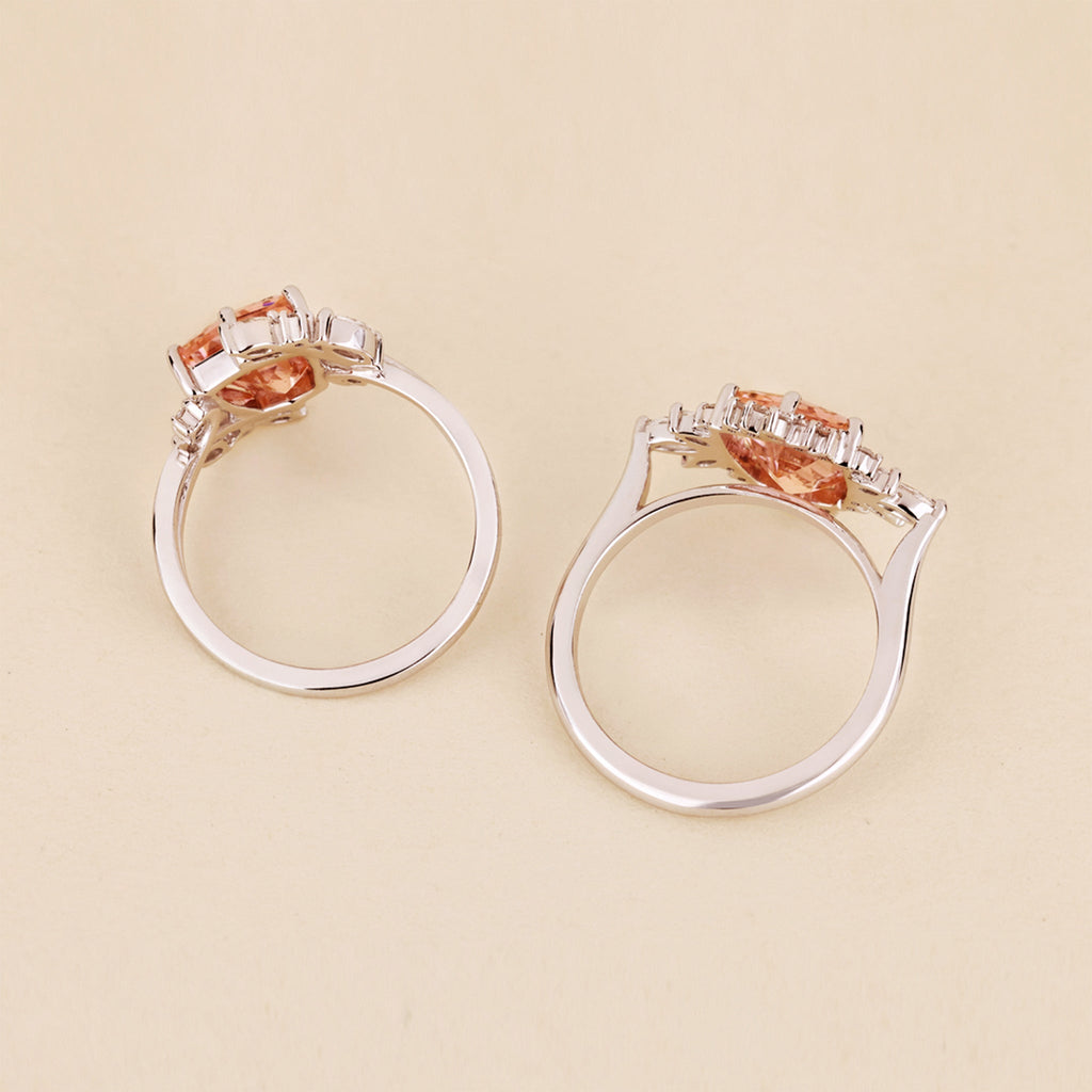 Shield Cut Pink Gemstone Bypass Engagement Ring