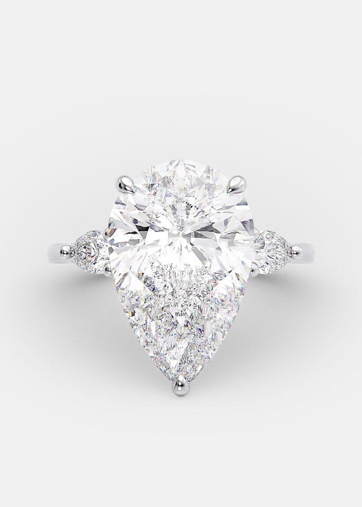 4.0 CT Pear Cut Moissanite Three Stones Engagement Ring