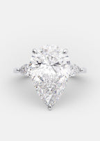 4.0 CT Pear Cut Moissanite Three Stones Engagement Ring