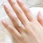 1.0 CT Pear Halo Style Pave Setting Moissanite Engagement Ring