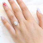1.50CT Oval Cut Moissanite Halo Bridal Ring Set