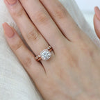 2.30CT Cushion Cut Moissanite Halo Bridal Ring Set