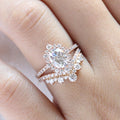 1.50CT Oval Cut Moissanite Halo Bridal Ring Set