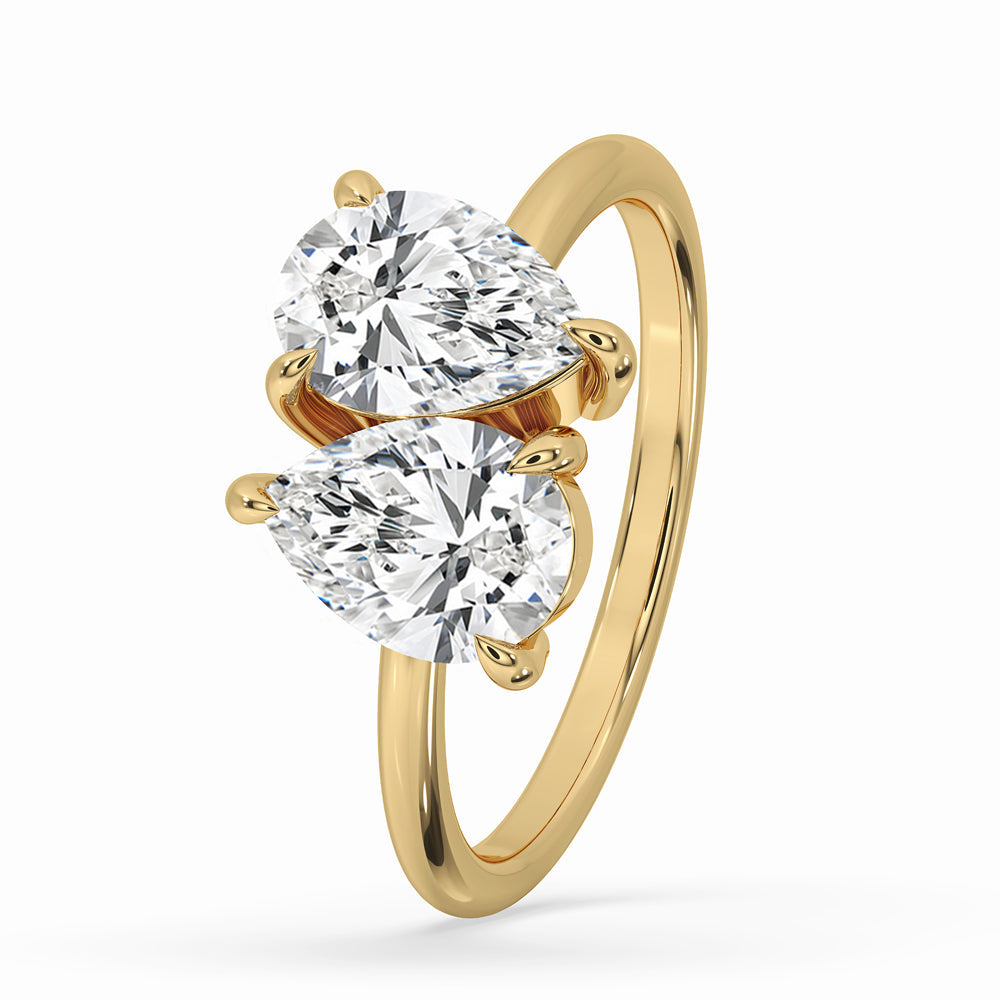 Toi et Moi Ring with Pear Diamond