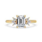 Emerald Cut Diamond Ring With Marquise Side Stones