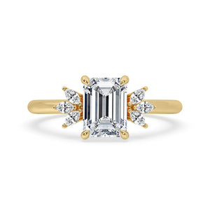Emerald Cut Diamond Ring With Marquise Side Stones