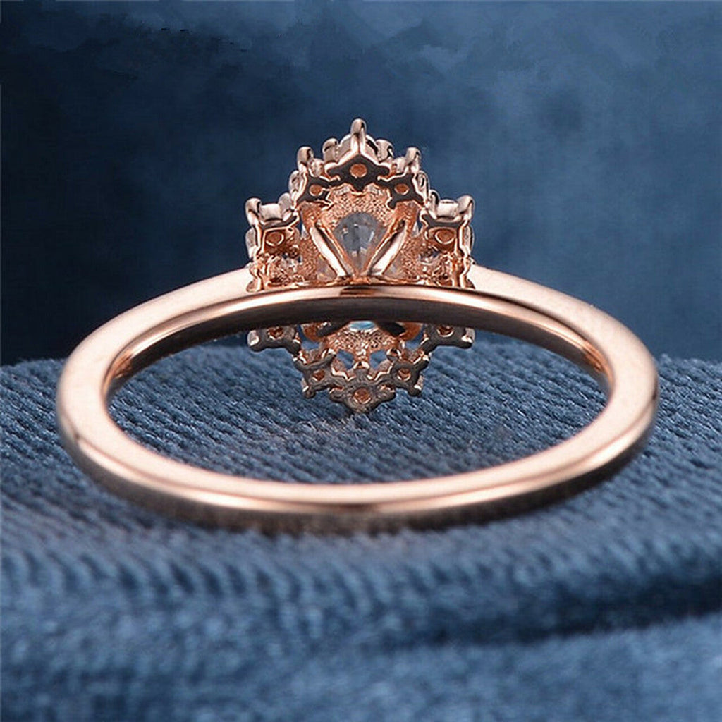 1.0CT Oval Cut Cluster Halo Style Moissanite Engagement Ring