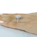 2.0ct Round Cut Moissanite Unique Halo Engagement Ring
