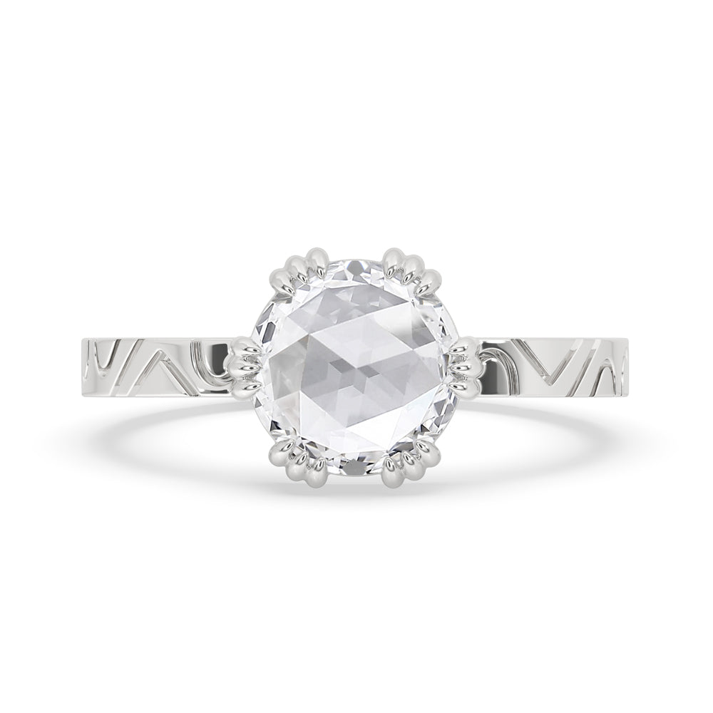 Rose Cut Diamond Ring for a Classic White Gold Look
