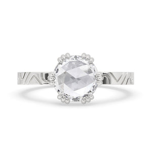 Rose Cut Diamond Ring for a Classic White Gold Look