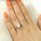 1.50CT Oval Cut Moissanite Halo Bridal Ring Set