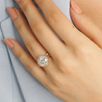 2.30 CT Cushion Moissanite Vintage Halo Bridal Ring Set