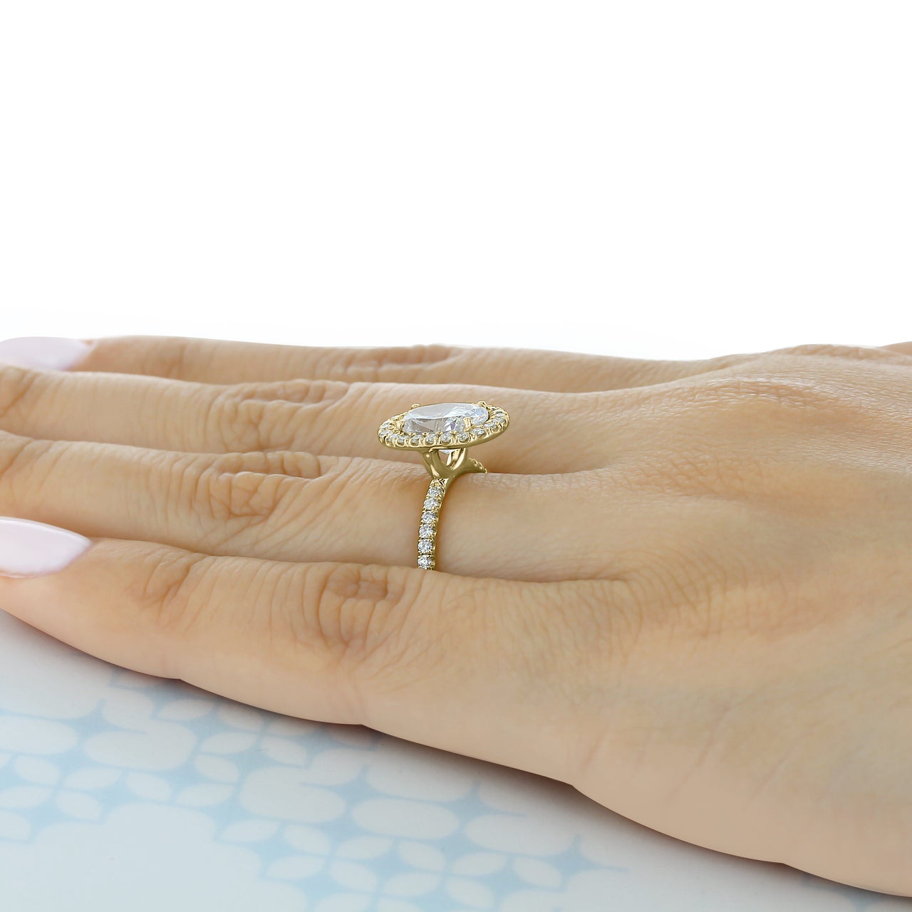 1.33ct Oval Cut Moissanite Halo Engagement Ring