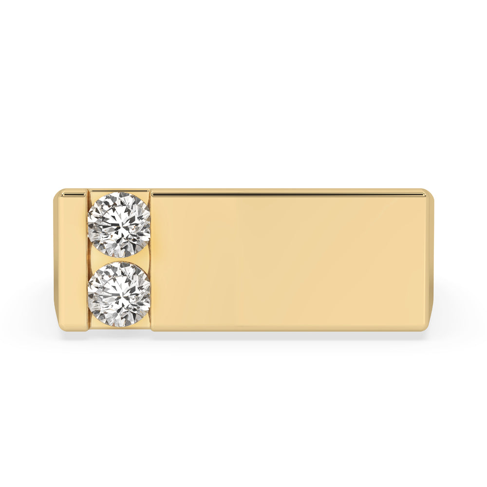 Yellow Gold Mens Wedding Band - 2 Stone