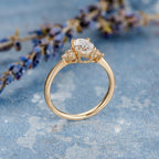 1.0CT Oval Cut Cluster Style Moissanite Engagement Ring
