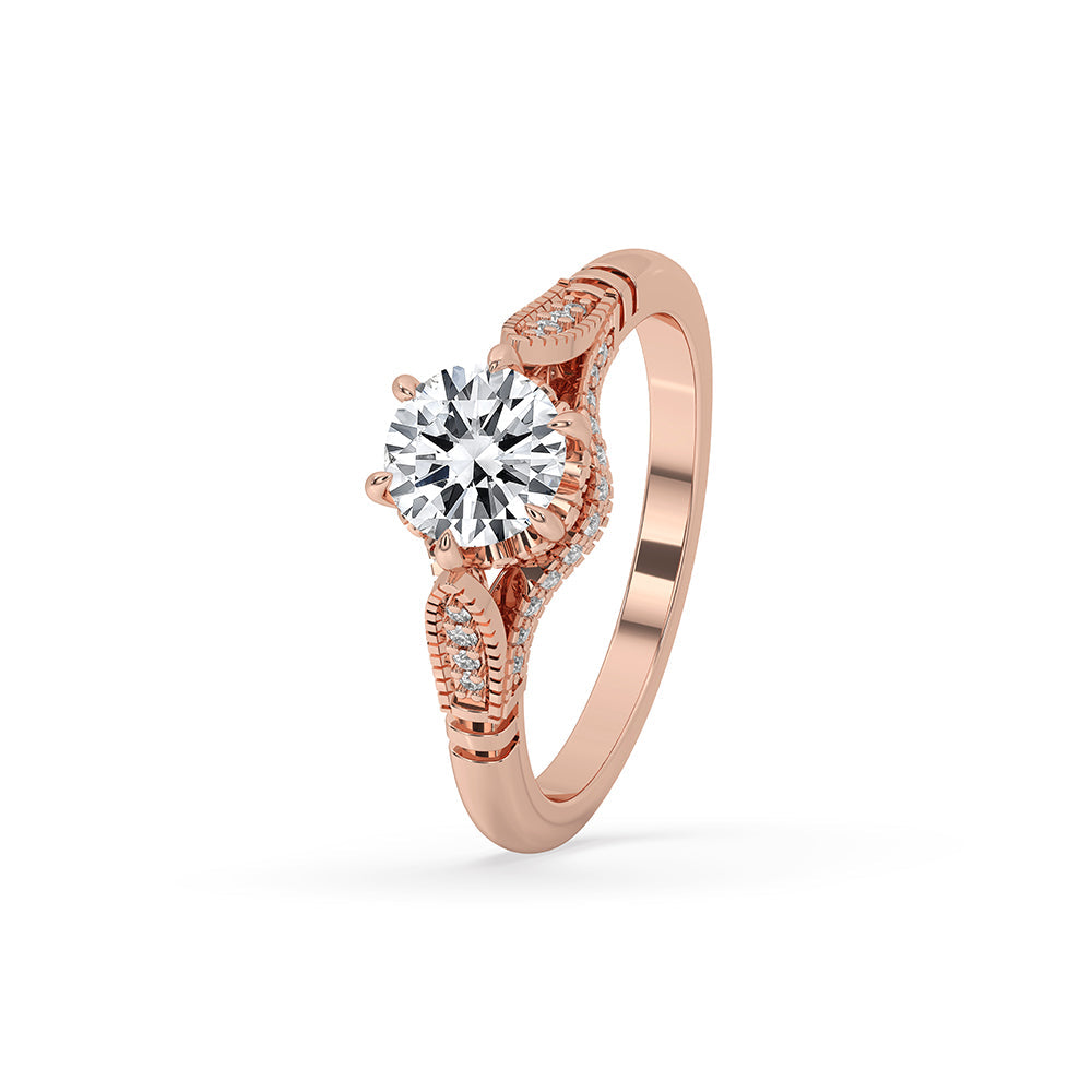 Vintage Rose Gold Milgrain Engagement Ring Secondary image