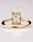 2.50 CT Emerald Moissanite Solitaire Engagement Ring With Hidden Halo Setting
