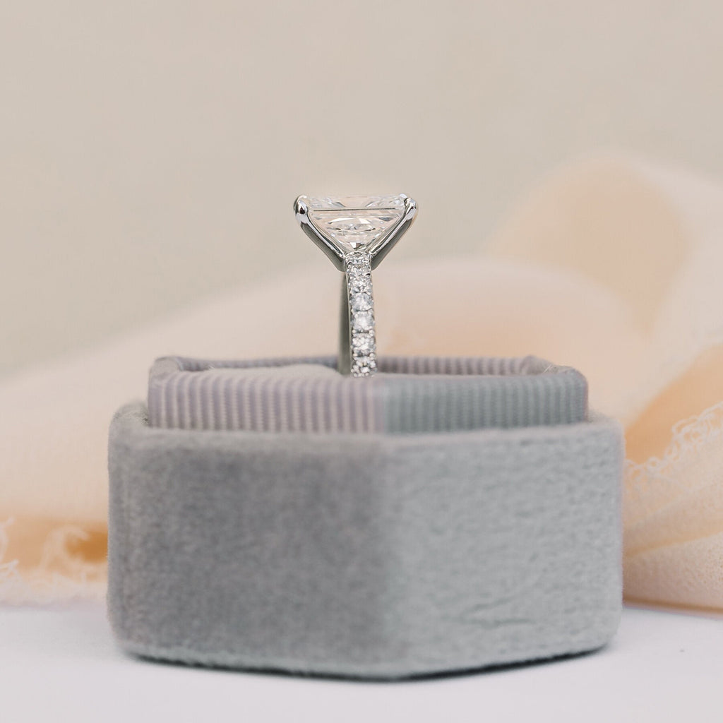 2.0 CT Radiant Moissanite Pave Setting Engagement Ring