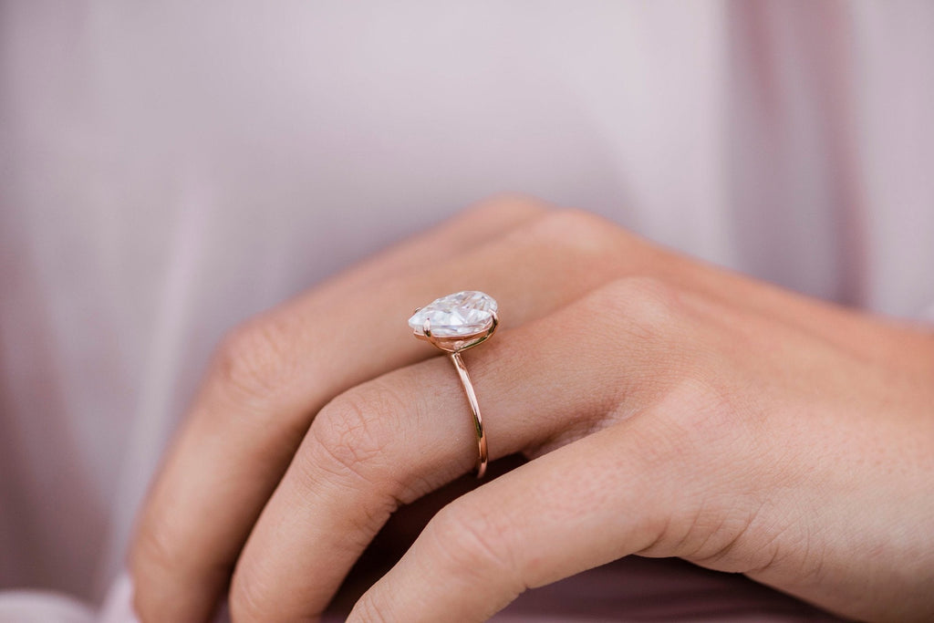 3.20 CT Pear Cut Moissanite Solitaire Engagement Ring