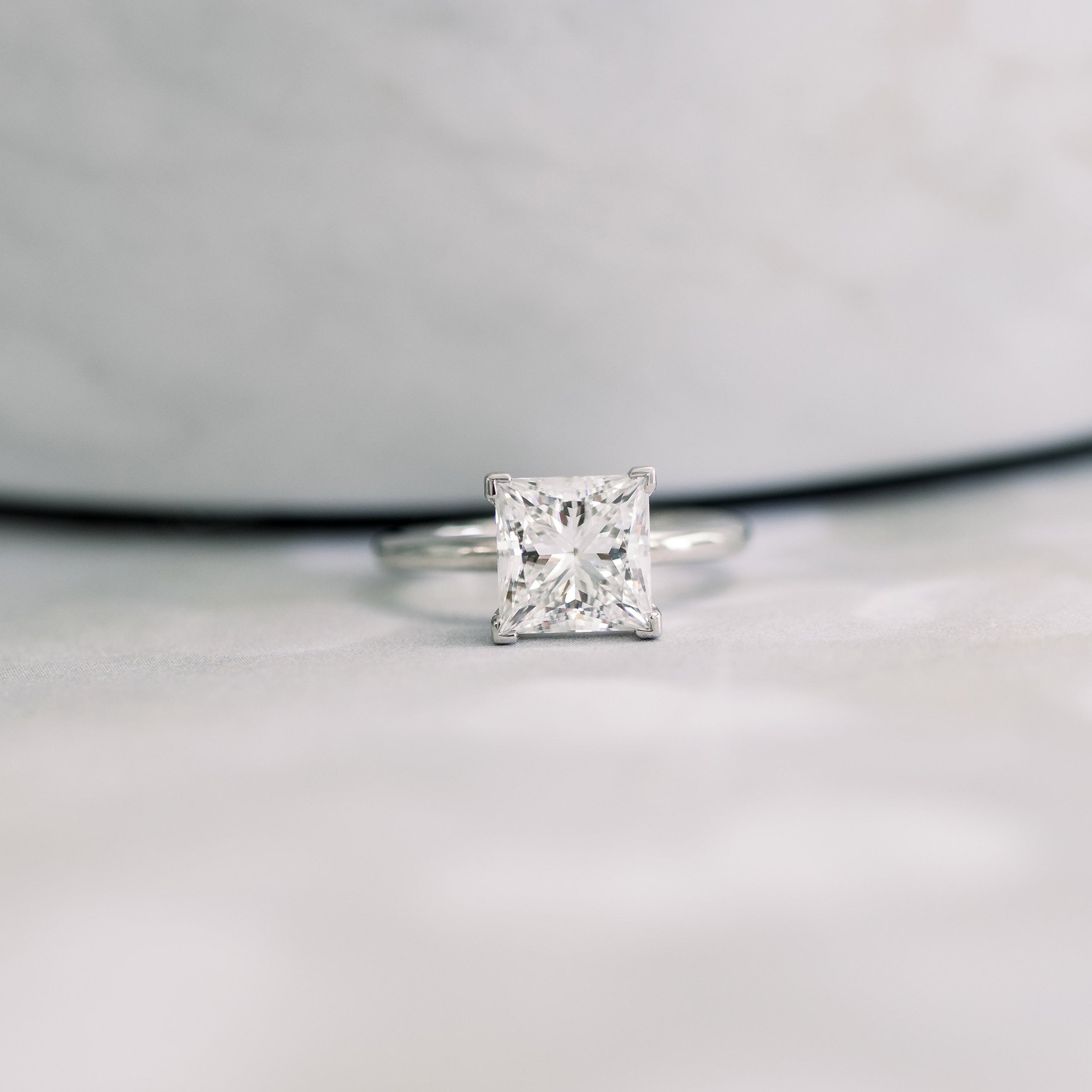1.75 CT Princess Cut Moissanite Solitaire Engagement Ring