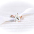2.25 CT Pear Moissanite Hidden Halo Pave Setting Engagement Ring