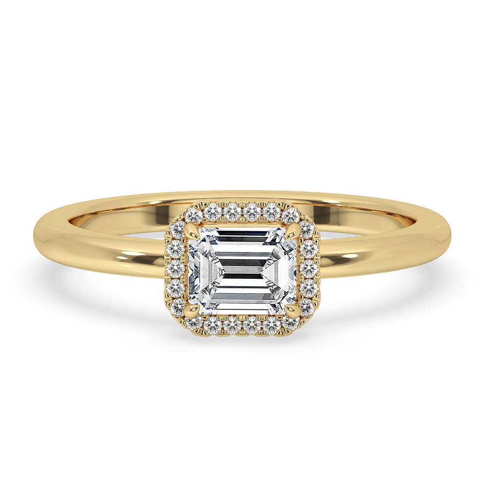 Emerald and Diamond Engagement Ring in Claw Prong