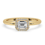 Emerald and Diamond Engagement Ring in Claw Prong